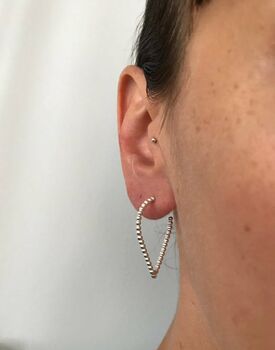 Dotty Silver Teardrop Hoop Earrings, 2 of 2