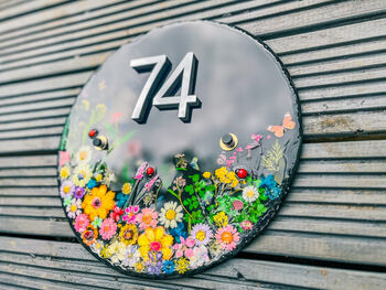 Personalised Slate House Number, Floral House Sign, 11 of 12