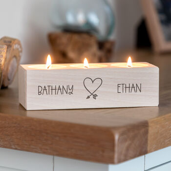 Personalised Heart Candle Holder Gift For Couple, 2 of 5