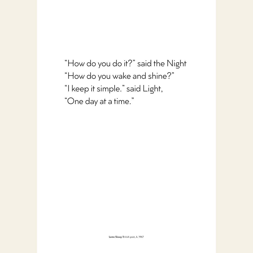 One Day At A Time A4 Print Lemn Sissay