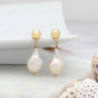 Modern Natural Pearl Drop Earrings, thumbnail 4 of 10