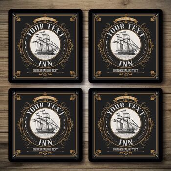 Personalised Bar Runner And Coasters Ship Inn, 2 of 8