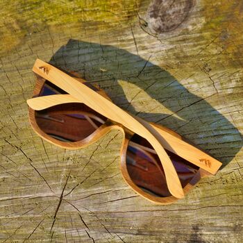 Orleans Natural Bamboo Sunglasses With Amber Lens, 3 of 9