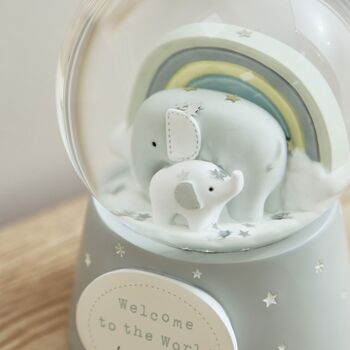 Personalised Welcome To The World Elephant Snow Globe, 4 of 4