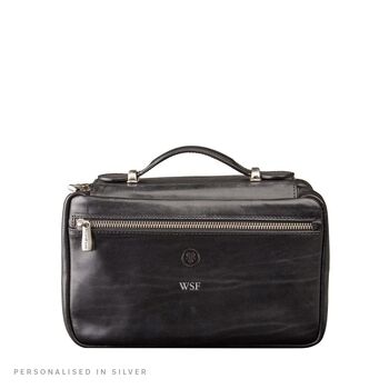 Elegant Leather Double Zip Wash Bag. 'The Cascina', 12 of 12