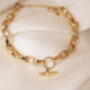 18ct Gold Plated Mini T Bar Chain Bracelet, thumbnail 5 of 9