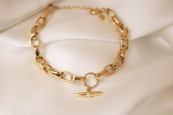 18ct Gold Plated Mini T Bar Chain Bracelet, 5 of 9
