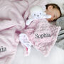 Personalised Pink Sherpa Blanket And Lamb Comforter Set, thumbnail 5 of 8