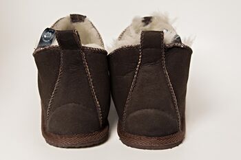 100% Natural Sheepskin Slippers Hard Sole In Brown, 2 of 6