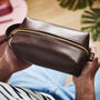 Personalised Leather Wash Bag With Tropical Lining, thumbnail 5 of 10