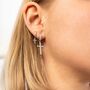 Full Pave Cross Sterling Silver Drop Hoop Earring, thumbnail 1 of 10