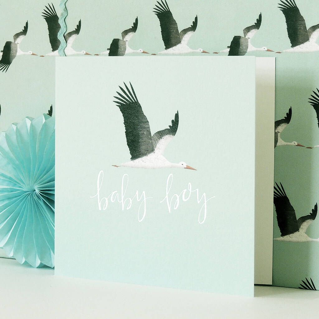 Blue Stork Baby Boy Greetings Card By Kali Stileman Publishing ...