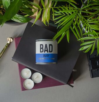 'Bad Bouy' Rock Salt And Driftwood Scented Candle, 3 of 4