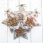 'Family Christmas Message' Oak Fabric Star Decoration, thumbnail 1 of 8