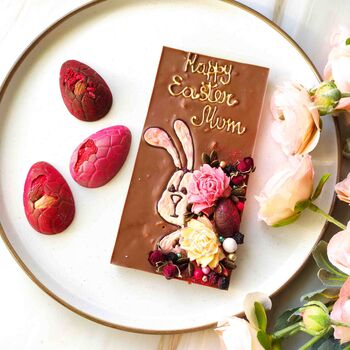 Easter Bunny And Eggs, Personalised Vegan Chocolate, 3 of 9