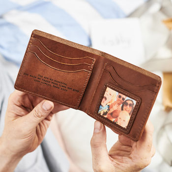 Personalised Leather Wallet With Metal Photo, 3 of 5