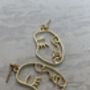 Gold Abstract Women's Face Earrings, thumbnail 4 of 4