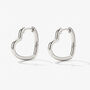 Sterling Silver Small Heart Hoop Earrings, thumbnail 2 of 3