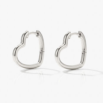 Sterling Silver Small Heart Hoop Earrings, 2 of 3