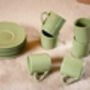 Set Of Six Porcelain Espresso Cup And Saucer Green, thumbnail 3 of 9