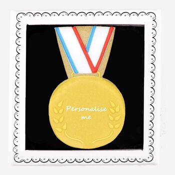 Personalised Hand Iced Gold Medal Letterbox Biscuit, 3 of 3