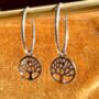 Tree Of Life Sterling Silver Hoop Earrings, thumbnail 1 of 2