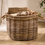 Round Woven Wicker Log Basket With Rope Handles, thumbnail 1 of 5
