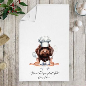 Personalised Dog Chef Hat Gift Tea Towel, 8 of 12