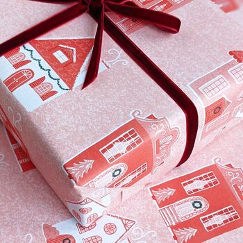 Cosy Winter Cottages Christmas Wrapping Paper, 4 of 5