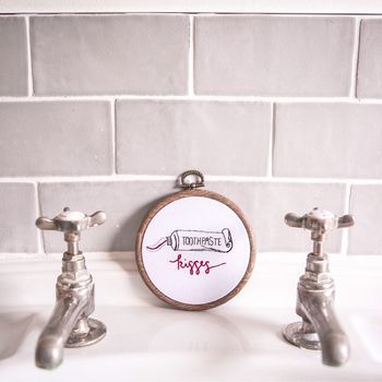 Toothpaste Kisses Embroidery Hoop Couple Gift, 4 of 4