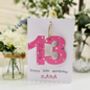 Personalised 13th Birthday Card Wooden Number Gift, thumbnail 1 of 5