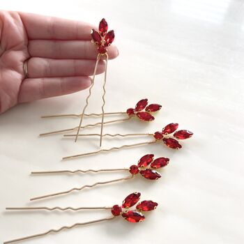 Red Crystal Hair Pin Set, 4 of 5