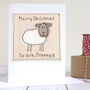 Personalised Sheep Christmas Card For Him Or Her, thumbnail 1 of 12