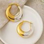 Gold And Silver Diamond Cut Hoop Earrings – 25mm, thumbnail 1 of 5