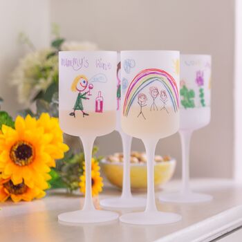 Personalised Wine Glasses With Childs Drawing, 2 of 6