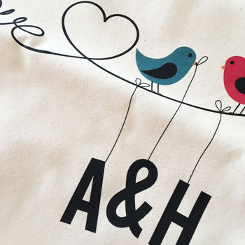 Personalised Birds On A Wire Initials Cushon Cover, 2 of 2