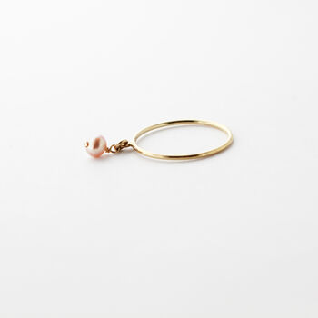 Gold Filled Rose Pearl Charm Stacking Ring, 8 of 11