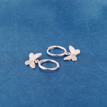 925 Sterling Silver Butterfly Hoop Earrings, 5 of 7