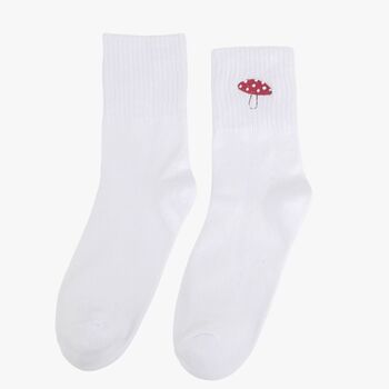 Women's Toadstools Embroidered Cotton Ankle Socks Five Pack, 7 of 7