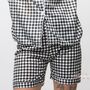 Black White Checkered Soft Cotton Short Pyjama Suit, thumbnail 3 of 6