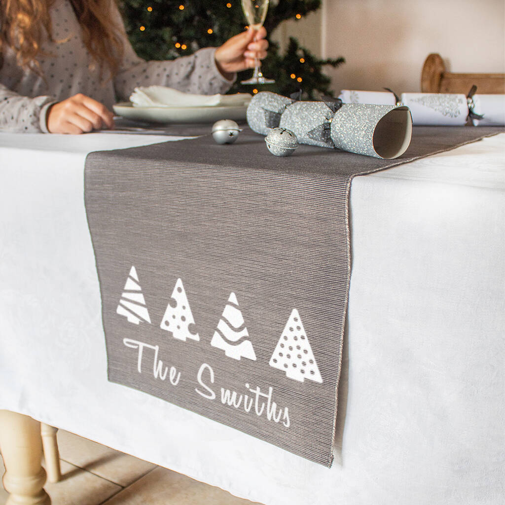 Personalised Christmas Tree Dining Table Runner, 1 of 4