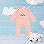 Personalised Organic Name Baby Romper Pink, thumbnail 1 of 5