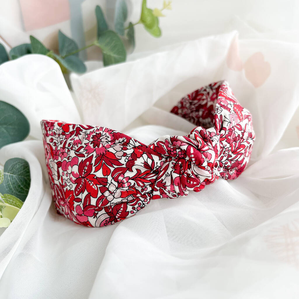 Liberty Red Hyde Floral Print Knot Headband, 1 of 4