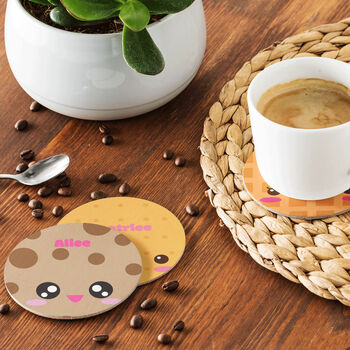 Personalised Kawaii Biscuit Coaster Four Designs, 4 of 5