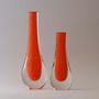 Set Of Two Murano Glass Vases – Flame Teardrop Core, thumbnail 1 of 2