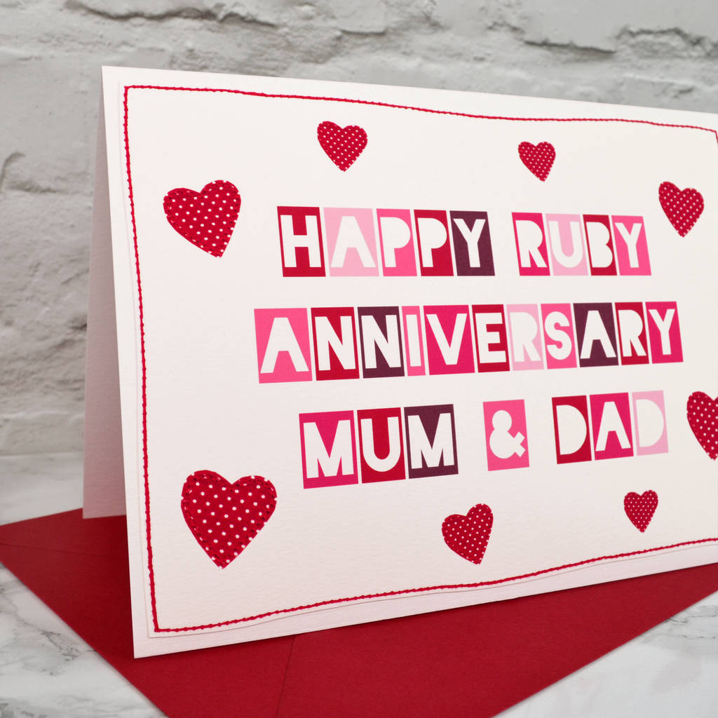  mum  and dad  40th ruby  anniversary  card  by jenny arnott 