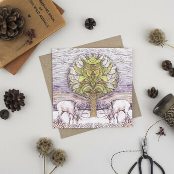 'Two Stags Under Tree' Christmas Card, 2 of 2