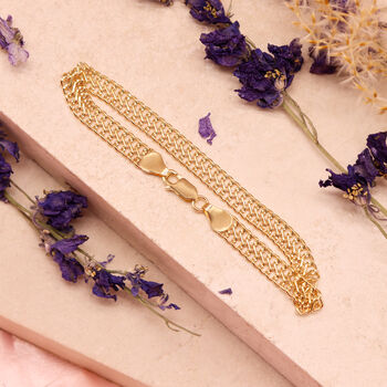 9ct Yellow Gold Double Curb Chain Bracelet, 2 of 5