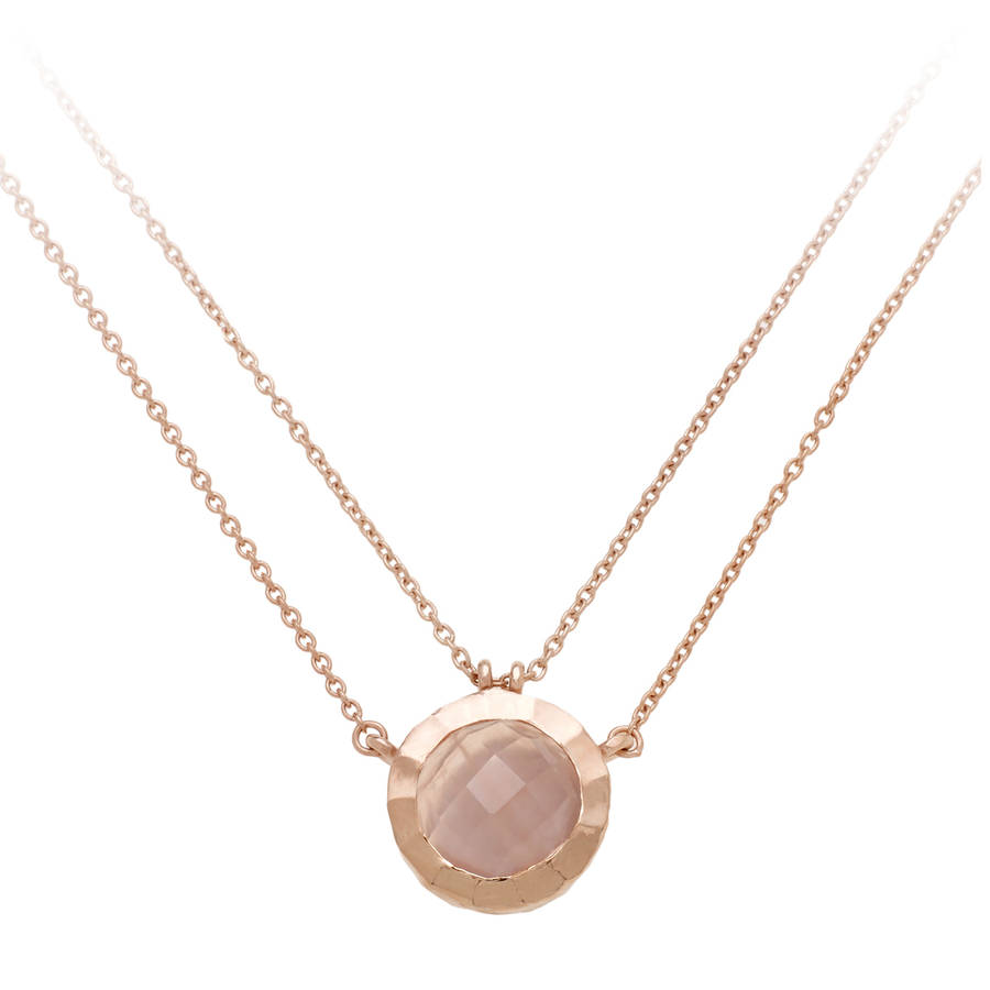 18ct Rose Gold Vermeil Double Chain Gemstone Necklace By Sharon Mills ...