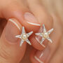 Sterling Silver And Pearl Starfish Stud Earrings, thumbnail 1 of 8